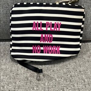 Kate Spade Foldable Tote in Black and White Stripes.